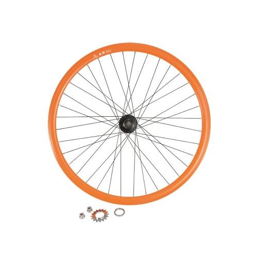 Roue vélo fixie 700 bleu arrière axe plein moyeu noir flip/flop 36