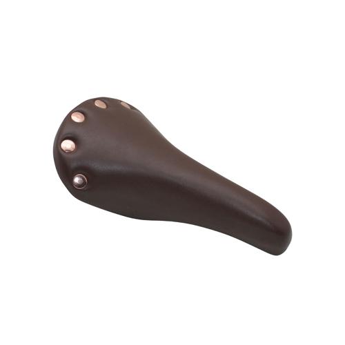 Selle route vintage colori marron avec rivets rail acier 263x148mm - DDK