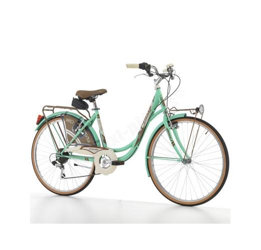 Velo city bike 26 decoville acier femme 6v vert menthe t44(shimano rs-35+ty-21)