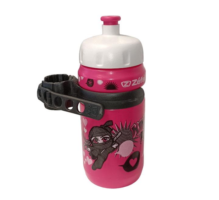 Gourde + Fixation Kids ZEFAL LITTLE Z Ninja Rider rose et blanc (350ml) - Picture 1 of 3