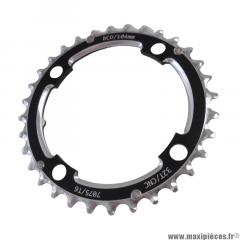Plateau VTT triple intermédiaire 32 dents diamètre 104mm (entraxe) noir 4 branches cnc 9v - Pièce Vélo Pas Cher