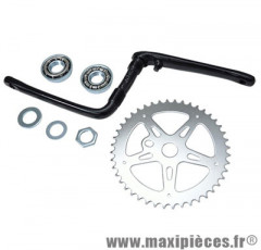 Pédalier BMX monobloc 44 dents argent / manivelle noir (ensemble avec cuvettes) d1/2 - Accessoire Vélo Pas Cher