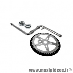 Pédalier BMX monobloc 44 dents argent / manivelle noir (ensemble avec cuvettes) d1/2 - Accessoire Vélo Pas Cher * Prix spécial !