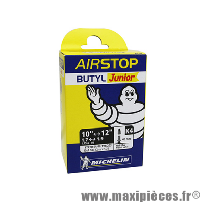 Chambre à air Michelin AirStop Junior 10 à 12 pouces valve Presta K4 40mm 75g