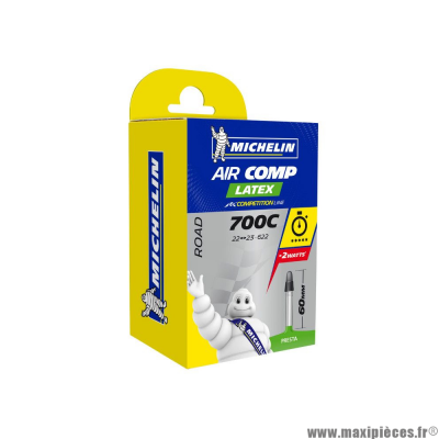 Chambre à air Michelin AirComp Latex 700x22 à 23C-622 valve A1 Presta 60mm 82g