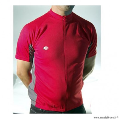 Maillot gris/rouge m fermeture invisible mc poche zip marque Atoo - Matériel pour Vélo