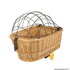 Panier vélo arrière osier pour animaux 435x285x220mm (fixation porte bagage) a vitesses grille protection