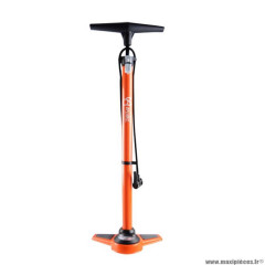 Pompe vélo à pied marque Optimiz acier couleur orange mano 11 bars double tête plastique valve schrader/presta