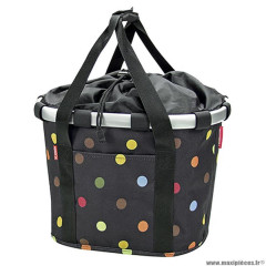 Panier vélo avant à clips pliable tissus marque Klickfix couleur noir à pois 35x28x26cm 15l (sans fixation)