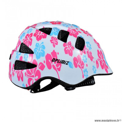 Casque enfant baby marque Optimiz o-200 baby flower taille 48/52 couleur blanc/rose avec réglage occipital