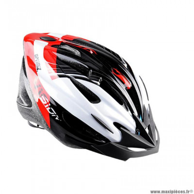 Casque route/VTT marque Optimiz o-300 vision taille 55/58 couleur rouge/blanc/noir verni avec réglage occipital