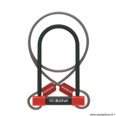 Antivol vélo U 115x230mm marque Zéfal traz u13 avec cable à boucles diamètre 10x1.20m et support