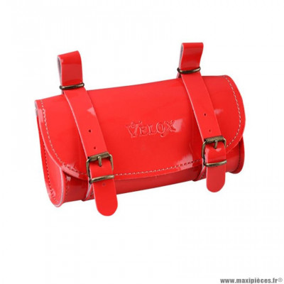 Sacoche selle marque Vélox vintage classic couleur rouge vernis