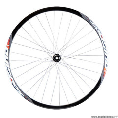 Roue vélo route 700 avant jante couleur noir mach1 pulse. moyeu disc centerlock axe traversant 12x100 marque Vélox