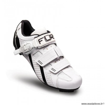 Chaussures vélo route marque FLR pro f15 taille 42 couleur blanc 2 bandes auto agrippantes + clic