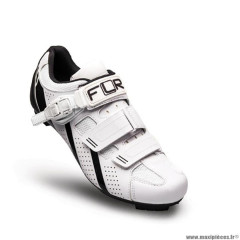 Chaussures vélo route marque FLR pro f15 taille 43 couleur blanc 2 bandes auto agrippantes + clic