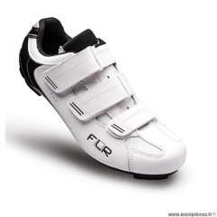 Chaussures vélo route marque FLR pro f35 taille 37 couleur blanc 3 bandes auto agrippantes
