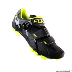 Chaussures vélo VTT marque FLR elite f65 taille 40 couleur noir/jaune 2 bandes auto agrippantes + clic