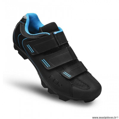 Chaussures vélo VTT marque FLR elite f55 taille 37 couleur noir/bleu 3 bandes auto agrippantes