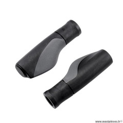 Poignées Atoo caoutchouc rubber ergonomique noir/gris avec bouchon 128mm