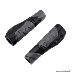 Poignées marque Atoo caoutchouc rubber ergonomique couleur noir/gris avec bouchon 128mm