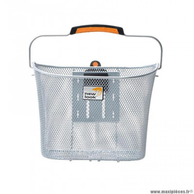 Panier vélo avant à clips acier maille XXL couleur gris marque Newlooxs toscane smartlock 19l (fixation sur potence)