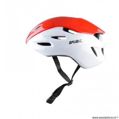 Casque vélo route marque Optimiz o-350 taille 55/58 couleur blanc/rouge avec réglage occipital