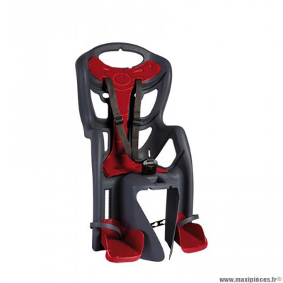 Porte-bébé vélo arrière sur cadre bellelli pepe couleur gris coussin rouge -22kgs