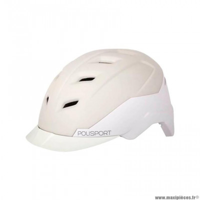 Casque vélo urbain marque Polisport e-city taille 58/61 couleur creme/blanc mat in mold avec réglage occipital