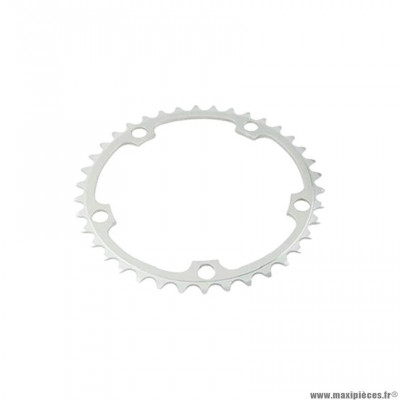 Plateau route diamètre 130 extérieur 46 dents argent alize (pour shimano) marque Spécialités TA 8/9/10 vitesses 5 branches