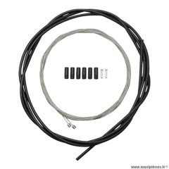 Transmission dérailleur route marque Shimano couleur noir (2 cables + 1 gaine + embouts)
