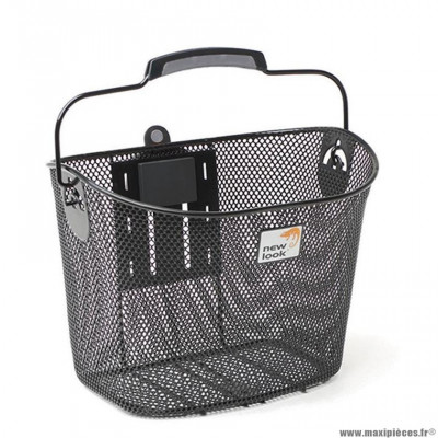 Panier vélo avant à clips couleur acier noir marque Newlooxs toscane pour klickfix 19l 34x25x25cm (sans fixation)