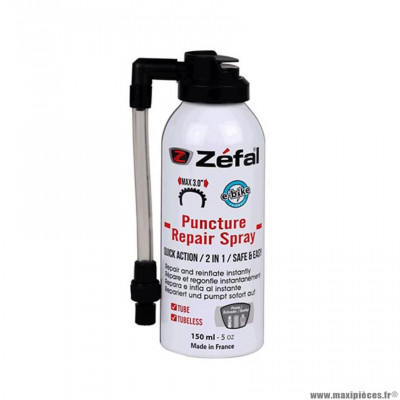 Bombe anti-crevaison vélo marque Zéfal 150ml (raccord flexible)