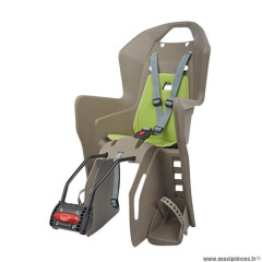Porte-bébé vélo arrière sur cadre marque Polisport koolah ff couleur marron coussin vert -22kgs