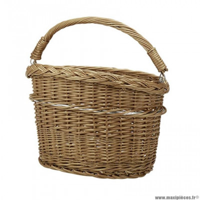 Panier vélo avant à clips tresse marque Klickfix osier mini 13l marron avec anse 34x27x26cm (sans fixati