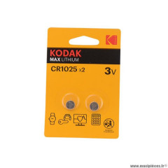 Pile lithium 3v cr1025 marque Kodak max (x2)