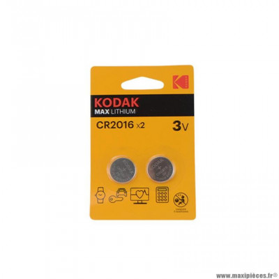 Pile lithium 3v cr2016 marque Kodak max (x2)