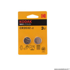 Pile lithium 3v cr2032 marque Kodak max (x2)