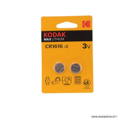 Pile lithium 3v cr1616 marque Kodak max (x2)