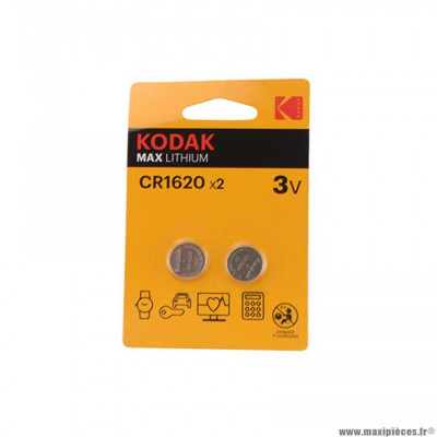 Pile lithium 3v cr1620 marque Kodak max (x2)