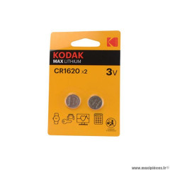 Pile lithium 3v cr1620 marque Kodak max (x2)