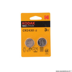 Pile lithium 3v cr2430 marque Kodak max (x2)