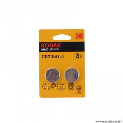 Pile lithium 3v cr2450 marque Kodak max (x2)