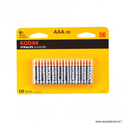 Pile alcaline 1.5v lr03 aaa marque Kodak xtralife alkaline (x10)