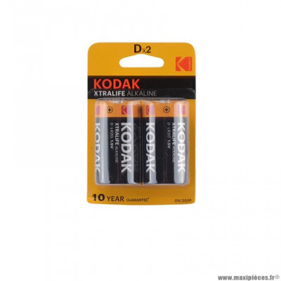 Pile alcaline 1.5v lr20 marque Kodak xtralife alkaline diamètre (x2)