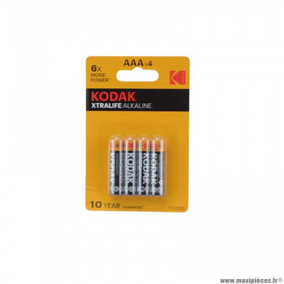 Pile alcaline 1.5v lr03 aaa marque Kodak xtralife alkaline (x4)