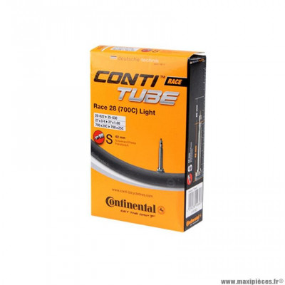 Chambre à air route 700x18/25 valve presta marque Continental race light valve 42mm (obus demontable)