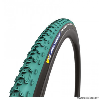 Pneu cyclocross/gravel/VTC 700x33 tringle souple marque Michelin power jet couleur vert (33-622)