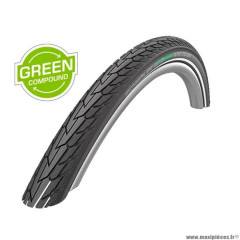 Pneu VTT 26x1.75 tringle rigide marque Schwalbe road cruiser plus couleur noir green compound (47-559) vae/e-bike