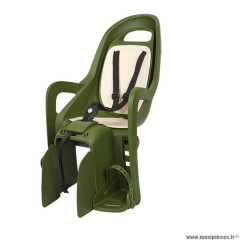 Porte-bébé vélo arrière sur cadre marque Polisport groovy ff kaki coussin creme -22kgs